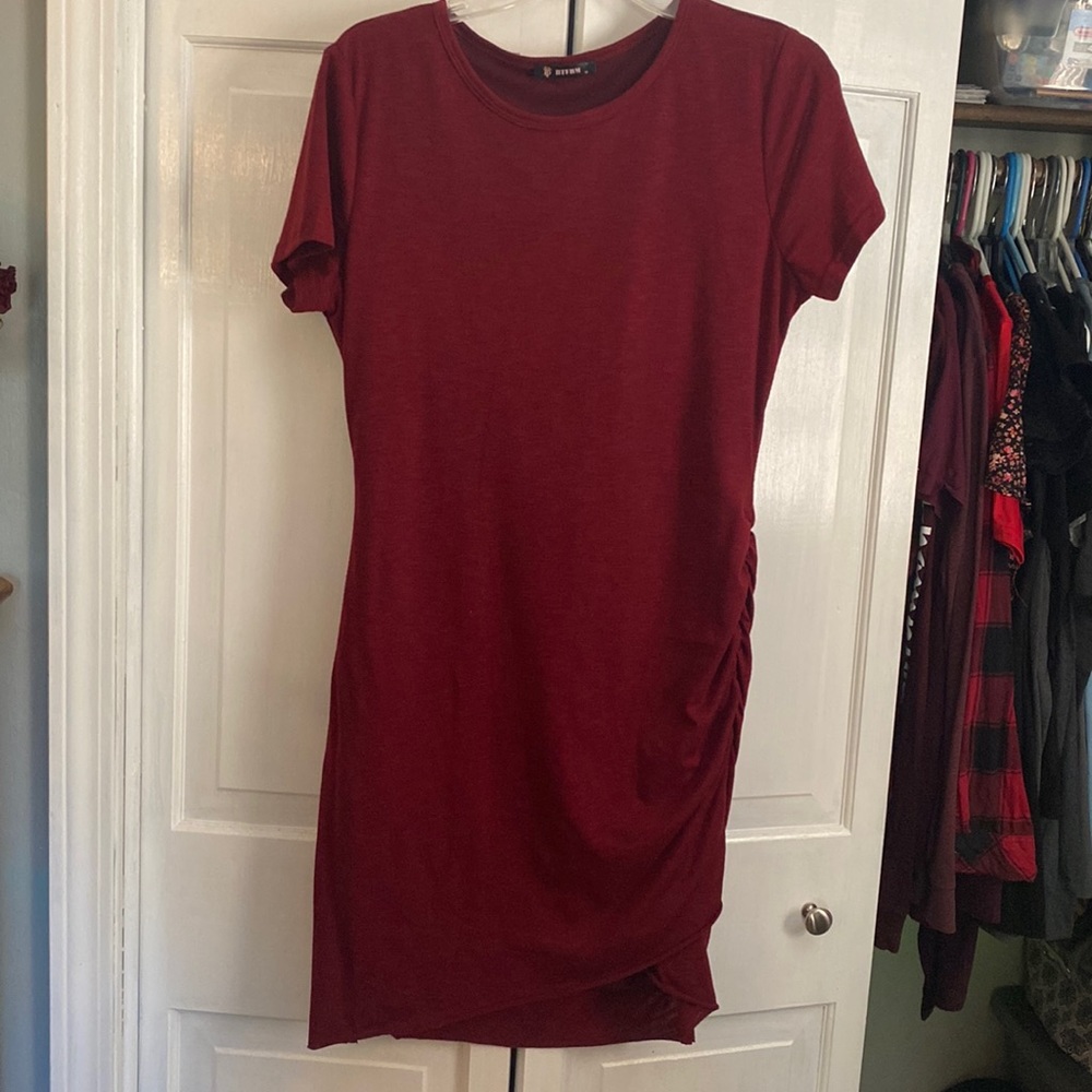 Red fitted t-shirt dress